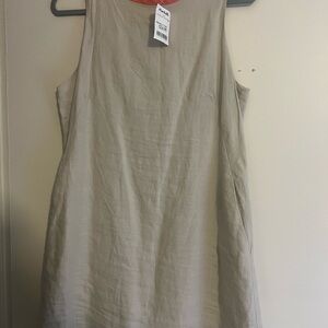 Linen Sleeveless Beige Sheath Dress